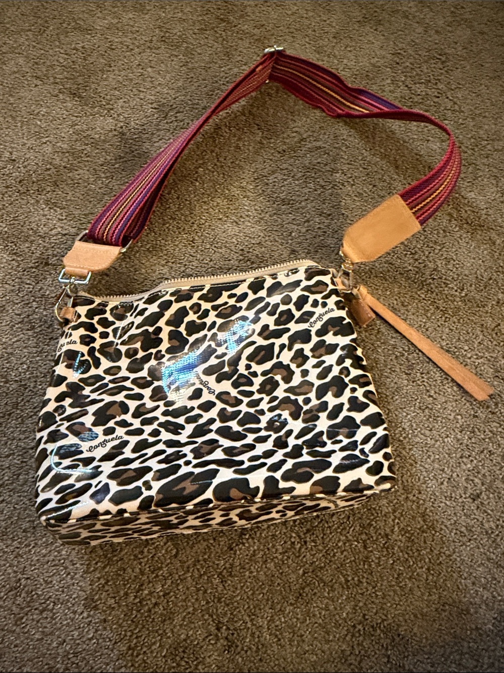 Consuela leopard Print Crossbody Bag with Colorful Strap - Picture 3 of 3